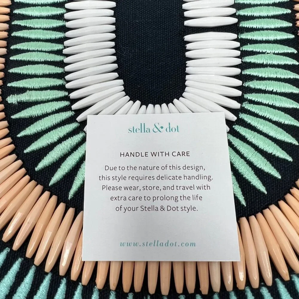 Stella & Dot Purse Beaded Embroidered Clutch Handbag Half Circle‎ Dark Navy
